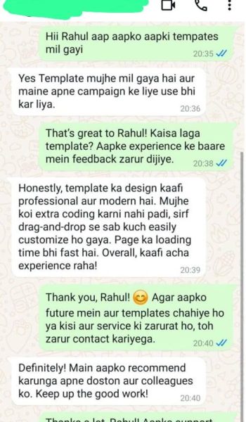whatsapp feedback